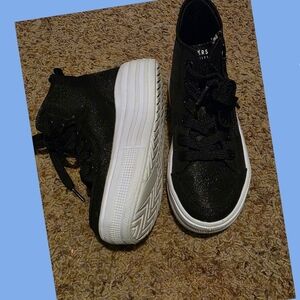 Kids Black Sketcher High Top Sneakers